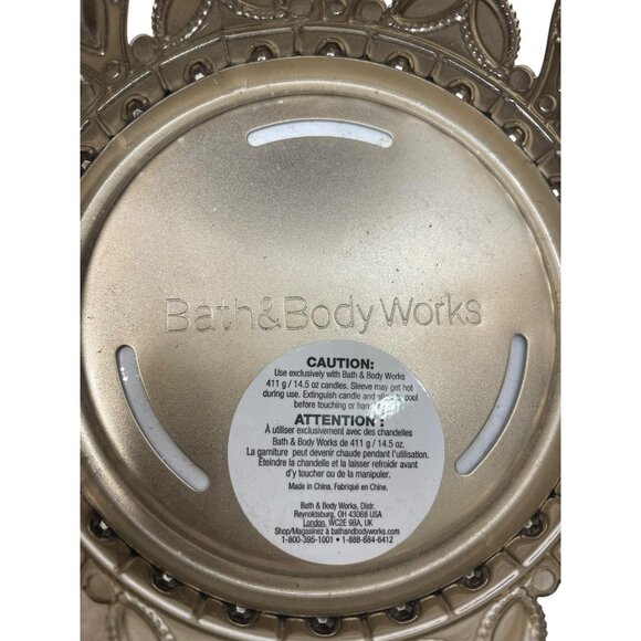 Bath & Body Works White Glitter Bear with Crown Candle Holder Pedestal 3-Wick